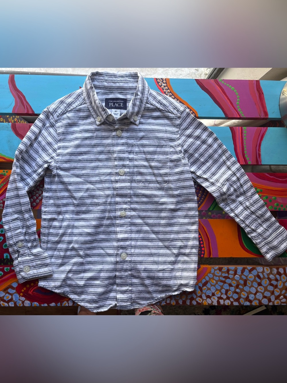 The Children's Place Striped Button-Down Shirt Boys Size 3T